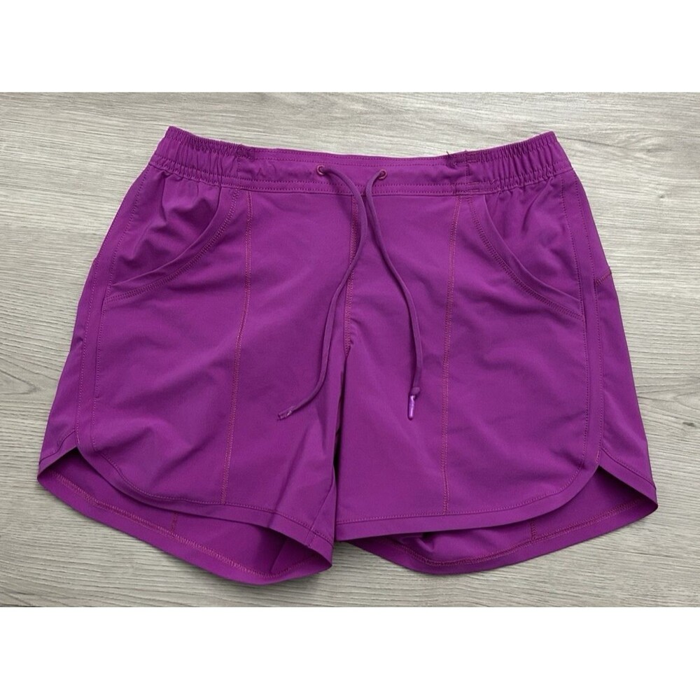 Lands End Sport Women’s Swim Shorts purple Fuchsia Pink Drawstring Pocket size 2